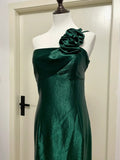 Gorgeous Prom Dress Dark Green Asymmetrical Neck Pleated Evening Dress Gala Dress Formal Dress HZ0319
