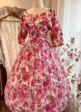 Newest Prom Dress Boat Neck Print Ball Gown Evening Dress Birthday Party Dress HZ0319