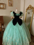 Pretty Prom Dress Square Neck Pleated Tulle Quinceanera Dress Ball Gown Evening Dress HZ0319