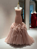 New Arrival Prom Dress Strapless Pleated Tulle Mermaid Formal Dress Gala Dress Evening Dress HZ0319