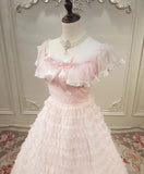 Cute Prom Dress Crew Neck Tiered Evening Dress Quinceanera Dress Ball Gown HZ0319