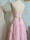 Beauty Prom Dress Spaghetti Straps Pleated Tulle Birthday Party Dress Evening Dress HZ0319