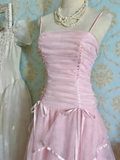 Beauty Prom Dress Spaghetti Straps Pleated Tulle Birthday Party Dress Evening Dress HZ0319