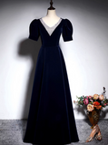 Elegant Prom Dress Dark Blue A Line V-neck Gala Dress Evening Dress Formal Dress HZ0319