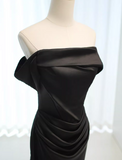 Minimalist Prom Dress Black Off Shoulder Pleated Gala Dress Evening Dress Formal Dress HZ0319