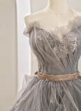 New Arrival Prom Dress Asymmetrical Neck Pleated Tulle Gala Dress Evening Dress Formal Dress HZ0319