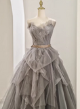 New Arrival Prom Dress Asymmetrical Neck Pleated Tulle Gala Dress Evening Dress Formal Dress HZ0319