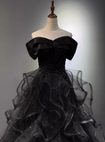 New Arrival Prom Dress Black Off Shoulder Tulle Gala Dress Evening Dress Formal Dress HZ0319
