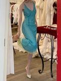 Shiny Prom Dress V-neck Backless Gala Dress Cockatail Dress Evening Dress HZ0319