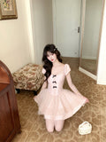 Cute Suqare Neckline Lace Tiered Draped Short Prom Dress Homecoming Dress with Bowknot HZ0319