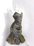 Vintage Green Spaghetti Strap Ruffled Hem Hem Short 16th Birthday Party Dress Homecoming Dress HZ0319