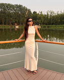 Sexy Sleeveless Sheath Lace-up Floor Length Dress Women Dress Summer Dress HZ0319