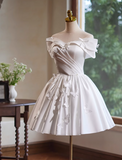 Elegant White 3D Butterflies Design A-line Off-the-shoulder Strapless Short Homecoming Dress, HZ0319