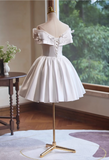 Elegant White 3D Butterflies Design A-line Off-the-shoulder Strapless Short Homecoming Dress, HZ0319