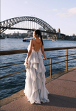 Simple Fashion 3D Flower Halter Dress Design A-line Tulle Women Tiered Party Dress, HZ0319