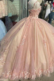 Retro Pink Sweetheart Appliqued 3D Flower A-Line Tulle 18 Birthday Quinceanera Dresses Evening Ball Gowns HZ0319