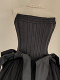 Retro Black A-line Strapless Lace-up Homecoming Dresses Short Satin 16th Birthday Dress HZ0319