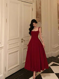 Retro Burgundy Maxi Length Design Elegant A-Line Evening Dress Prom Dress HZ0319