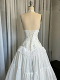 White Halter Neck A-Line Lace Vintage Wedding Dress Long Party Dresses, HZ0319