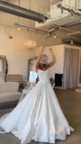 Elegant White Strapless A-Line Satin Appliques Wedding Dress Bridal Dress, HZ0319
