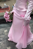 Elegant Pink Off Shoulder Sheath Long Party Dress Lovely Birthday Outfits Prom Dress, HZ0319