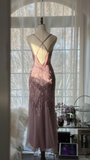 Vintage Pink Sparkling Elegant Beaded Sweetheart Romantic Chiffon Evening Dress HZ0319