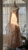 Vintage Champagne Sparkling Elegant Beaded Gorgeous Chiffon Evening Dress Prom Dress HZ0319
