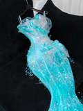 Gorgeous Sparkling Blue Beaded Sequin Mermaid Elegant Chiffon Tulle Evening Dress Prom Dresses HZ0319