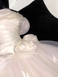 Elegant Ivory 3D Flowers Design A-Line Tulle Wedding Dress Prom Dress Evening Dress Ball Gown HZ0319