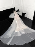 Elegant Ivory Applique Design Mermaid Wedding Dress Prom Dress Evening Dress HZ0319