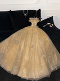 Gorgeous Shiny Yellow Sequin Beaded 3D Butterflies A-Line Floor-length Evening Dress Prom Dresses HZ0319