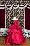 Retro Burgundy Sweetheart Strapless A-Line Satin Quinceanera Dresses Sweet 18 Birthday Ball Gowns, HZ0319