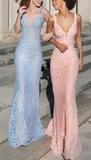Elegant V Neck Straps Mermaid Long Formal Prom Dresses Evening Gowns, HZ0319