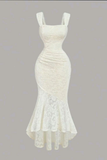 Ivory Straps Mermaid Lace Long Party Dresses Sxy Evening Dresses, HZ0319