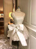 Lovely White Spaghetti Straps A-Line Short Party Dresses Birthday Outfits, HZ0319