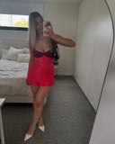 Red A-Line Satin Short Prom Dress Homecoming Dress Birthday Outfit, HZ0319