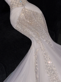 Gorgeous Ivory Sweetheart Tulle Sparkling Sequin Design Elegant Mermaid Floor-length Wedding Dress HZ0319