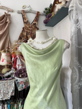 Gorgeous Light Green Cowl Neck Elegant Mermaid Long Evening Dress Prom Dresses HZ0319