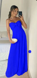 Pretty Pink A-Line Strapless Chiffon Long Party Dress Wedding Guest Dress, HZ0319