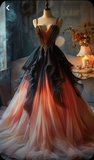 Retro Spaghetti Straps A-Line Beading Ombre Long Prom Dress Evening Dresses, HZ0319