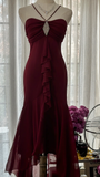 Elegant Burgundy Strapless Gorgeous Beaded Chiffon Evening Dress Prom Dress HZ0319