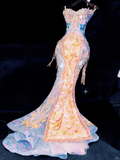 Gorgeous Sparkling Sweetheart Beaded Sequined Embroidery Design Elegant Mermaid Prom Dress Evening Dress HZ0319