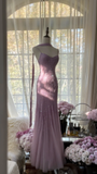 Retro Pink Sparkling Beaded Mermaid Chiffon Evening Dress Prom Dress HZ0319