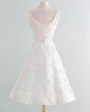 Vintage White 3D Grapes Applique Design A-Line Short Homecoming Dress Party Dress HZ0319