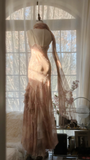 Vintage Champagne Sparkling Elegant Beaded Gorgeous Chiffon Evening Dress Prom Dress HZ0319