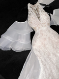 Elegant Ivory Applique Design Mermaid Wedding Dress Prom Dress Evening Dress HZ0319