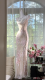 Elegant Light Pink Floral Applique Romantic Chiffon Evening Dress Prom Dresses HZ0319