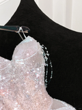 Gorgeous Sparkling Champagne Sequin Sweetheart Mermaid Elegant Chiffon Evening Dress Prom Dresses HZ0319