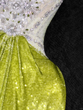Sparkling Green Sequined Design Elegant Mermaid Prom Dress Evening Dress HZ0319