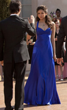 Royal Blue Halter Neck A-Line Simple Long Party Dresses Wedding Guest Dresses, HZ0319